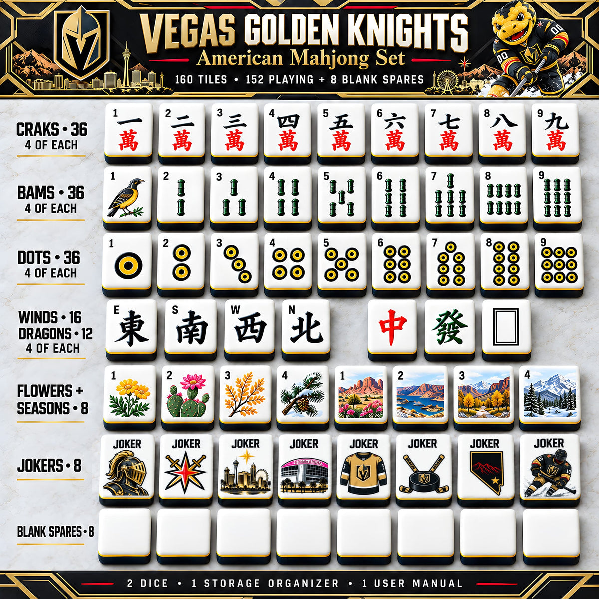 Premium VGK Mahjong Tiles Set PVNA