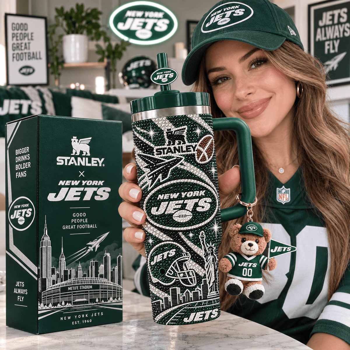 NYJ 40oz Tumbler With Handle TTNL