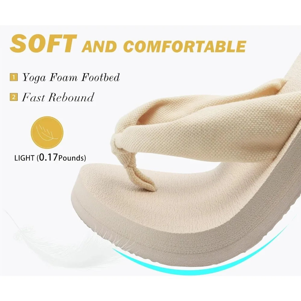 KuaiLu Flip Flops for Women with Arch Support Yoga Mat Comfortable Summer Beach Walking Thong Cushion Sandals Slip On Indoor